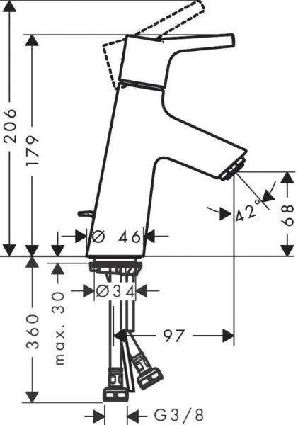 Hansgrohe Talis S 80 håndvaskarmatur m/bundventil Hansgrohe Talis S 80 håndvaskarmatur m/bundventil