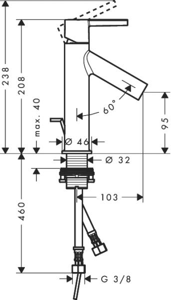 AXOR Starck 100 h&aring;ndvaskarmatur m/vippegreb og bundventil