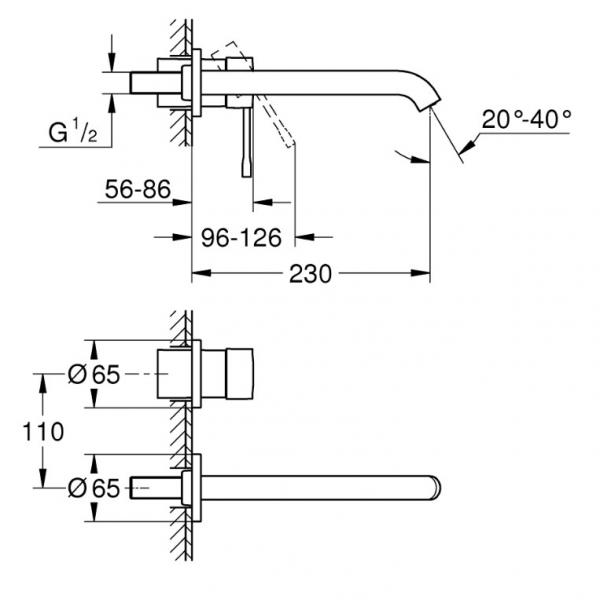Grohe Essence New L komplet armatur til indbygning i væg - Børstet Cool Sunrise Grohe Essence New L komplet armatur til indbygning i væg - Børstet Cool Sunrise