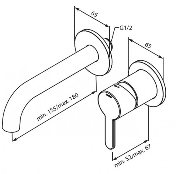 Damixa Silhouet armatur til indbygning i v&aelig;g - Mat sort