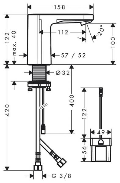 hansgrohe Vernis Blend ber&oslash;ringsfri vandhane m/batteri - Krom