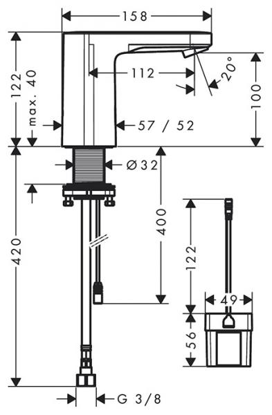 hansgrohe Vernis Blend ber&oslash;ringsfrit h&aring;ndvaskarmatur t/koldt vand 6V - Krom