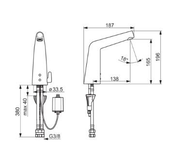 Oras Inspera ber&oslash;ringsfri vandhane m/bluetooth - Batteri