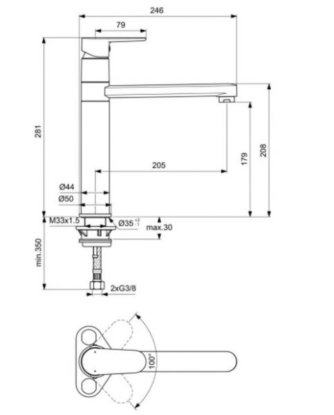 Ideal Standard Cerafine k&oslash;kkenarmatur - Krom