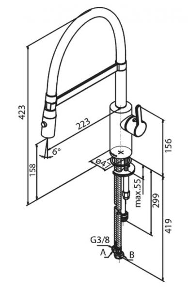 Damixa Silhouet Pro k&oslash;kkenarmatur - Mat sort