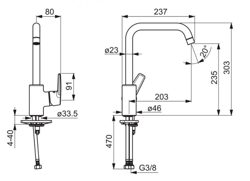 Oras Swea køkkenarmartur m/høj tud og koldstart - Krom Oras Swea køkkenarmartur m/høj tud og koldstart - Krom