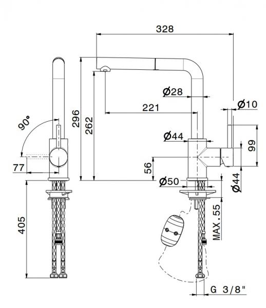 Cass&oslash;e Newform X-Trend k&oslash;kkenarmatur m/udtr&aelig;k - Antracit