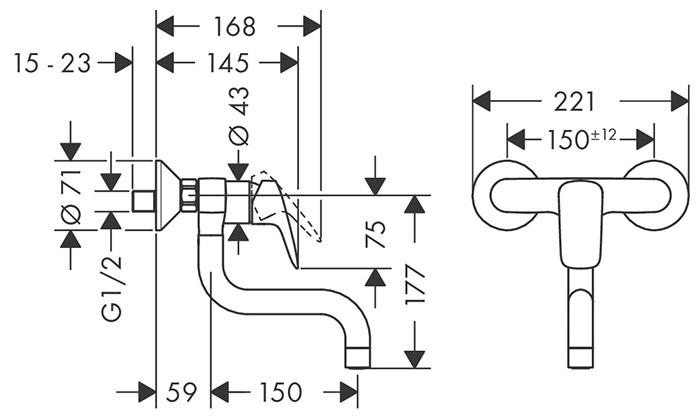 hansgrohe Logis k&oslash;kkenarmatur t/v&aelig;g - Med svingtud