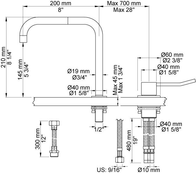 Vola 590L-16 h&aring;ndvaskbatteri