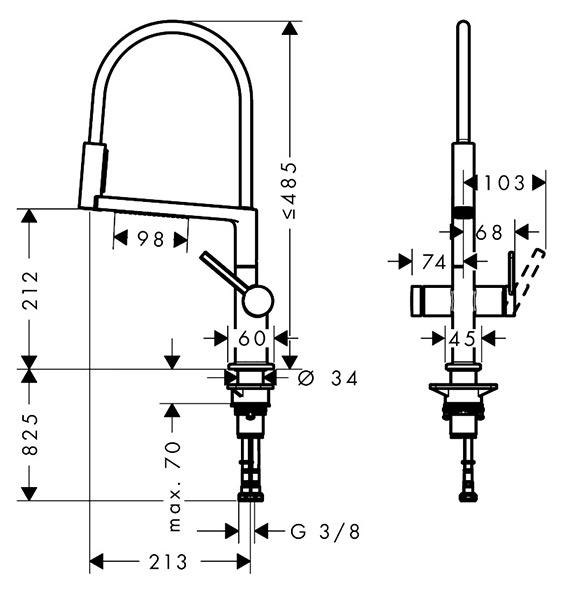 hansgrohe Talis Select M54 k&oslash;kkenarmatur m/PowderSpray og svingtud - Krom