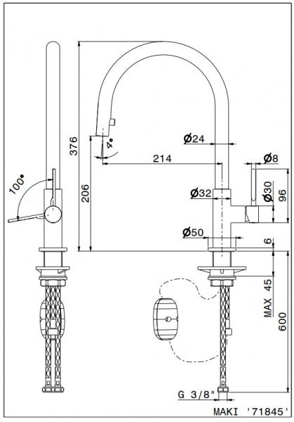 Cassøe Newform Maki køkkenarmatur m/udtræk - Krom Cassøe Newform Maki køkkenarmatur m/udtræk - Krom