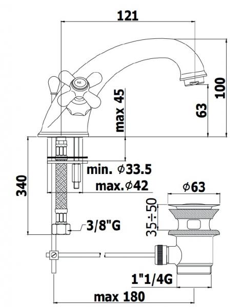 Lavabo Retro komplet pakke til badev&aelig;relse - Massiv messing