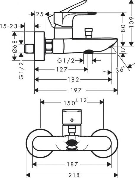 Hansgrohe Rebris E armatur til kar/brus - Krom Hansgrohe Rebris E armatur til kar/brus - Krom