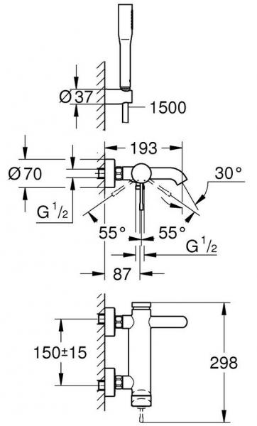 Grohe Essence New Etgrebsbatteri til kar & brus Grohe Essence New Etgrebsbatteri til kar & brus