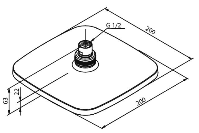 Damixa Pine hovedbruser 200x200 mm - Krom