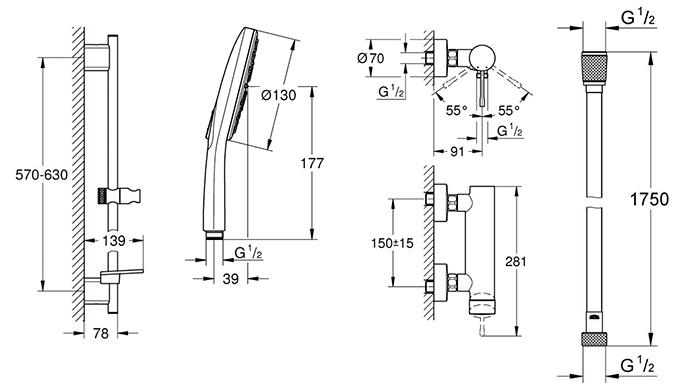 Grohe Rainshower SmartActive komplet brusesystem - 600 mm - Børstet cool sunrise Grohe Rainshower SmartActive komplet brusesystem - 600 mm - Børstet cool sunrise