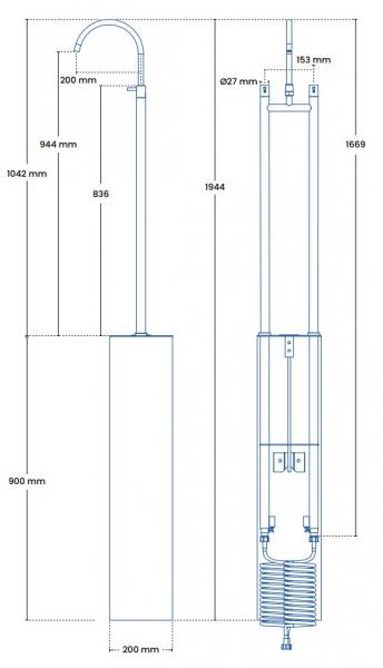 Frostline Eqi frostfri badekararmatur - Rustfri st&aring;l