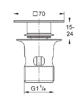 Grohe push-open bundventil til vaske med overl&oslash;b - Firkantet - Krom