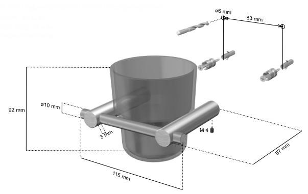 Cool Line tandkrus m/v&aelig;gholder - Matb&oslash;rstet st&aring;l