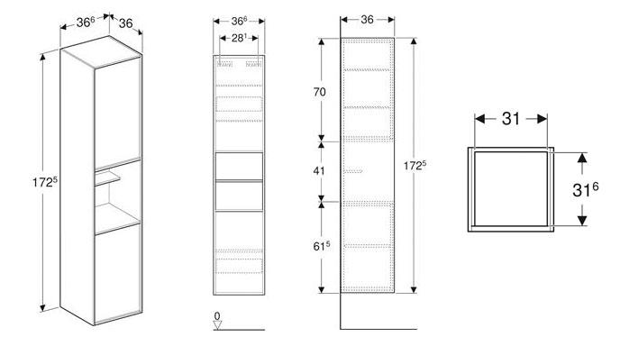 If&ouml; Sense Art h&oslash;jskab m/2 l&aring;ger og &aring;ben hylde - Mat hvid