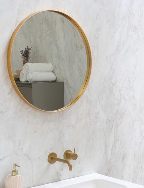 Sanibell Ink SP15 rundt spejl m/ramme &Oslash;100 - B&oslash;rstet mat guld