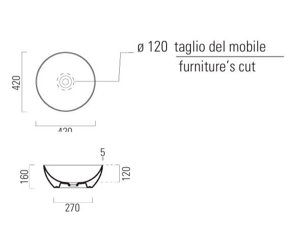 GSI Pura 42 fritstående bowlevask - Uden hanehul - Creta GSI Pura 42 fritstående bowlevask - Uden hanehul - Creta