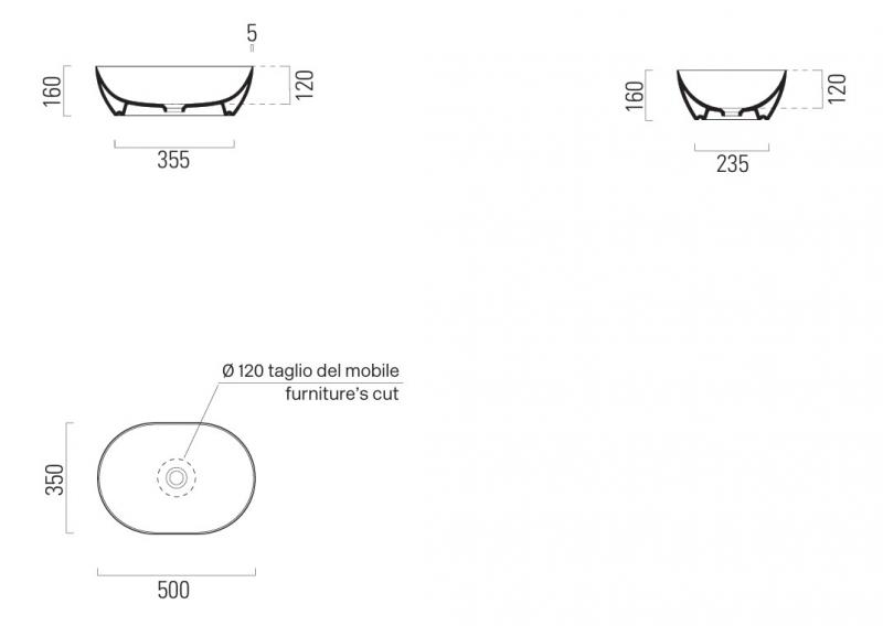GSI Pura 50 oval fritst&aring;ende bowlevask - Uden hanehul - Agave