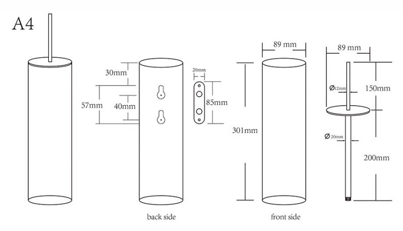 Cass&oslash;e A4 toiletb&oslash;rste t/v&aelig;g - Mat sort