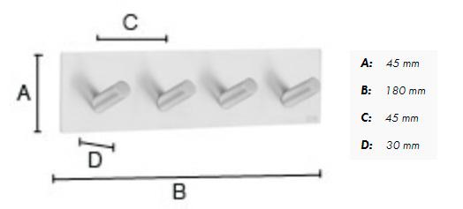 Beslagsboden firkantet selvkl&aelig;bende knager&aelig;kke - Mat hvid