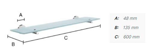 Smedbo Home badev&aelig;relseshylde - Krom/mat glas