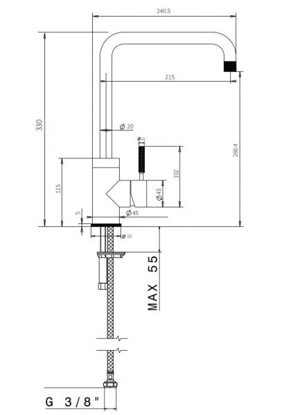 Cass&oslash;e Noba K6 k&oslash;kkenarmatur - Mat sort
