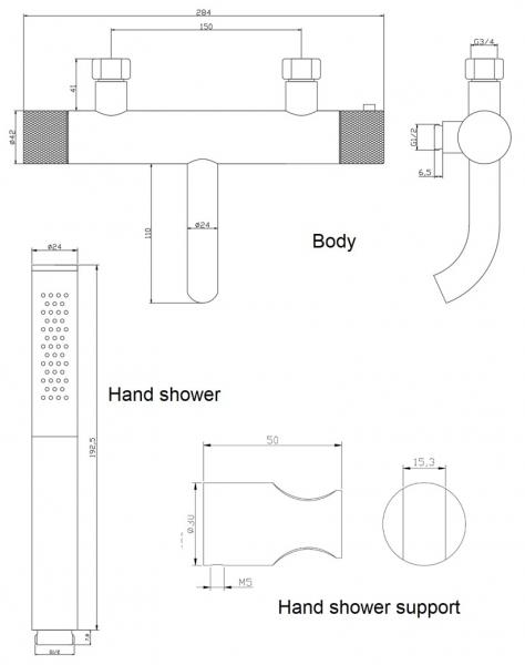 Cass&oslash;e komplet badekararmatur m/crystal cut - B&oslash;rstet st&aring;l