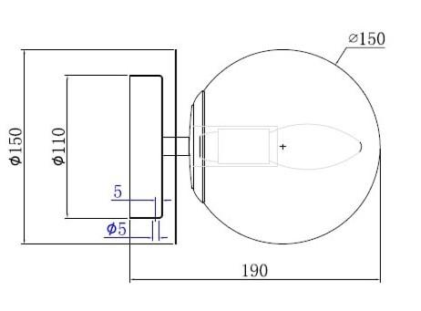 Cass&oslash;e Muro v&aelig;glampe - Hvidt glas/sort base
