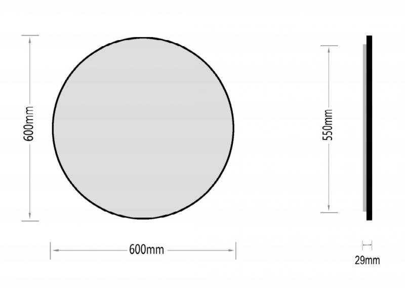 Olivia rundt spejl m/backlight og sort ramme - 60 cm