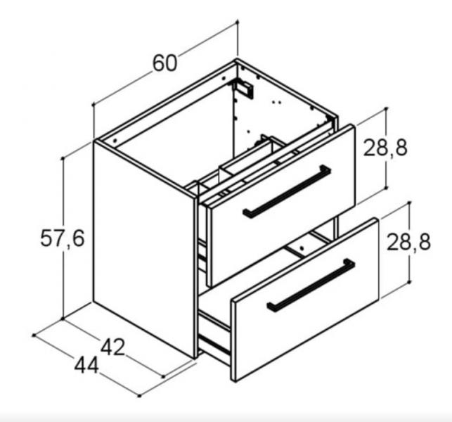 Dansani Mido+ 60 vaskeskab m/skuffer - Varm eg