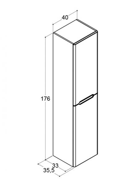 Dansani Luna Vintage 40 h&oslash;jskab A m/2 l&aring;ger og integrerede greb - H&oslash;jreh&aelig;ngslet - Hvid mat