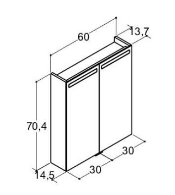 Dansani Mido+ Top spejlskab 60 - Mat lysebl&aring;