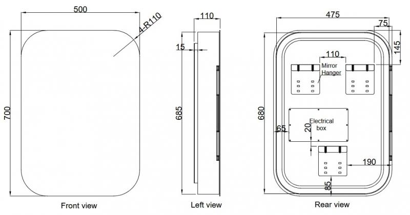 Cassøe Shape spejlskab 50 m/backlight - Alu Cassøe Shape spejlskab 50 m/backlight - Alu