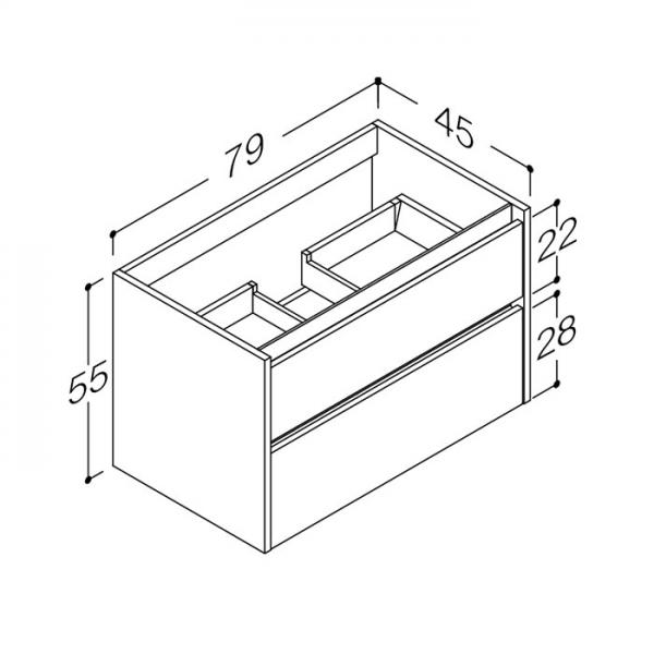 Str&oslash;mberg Lux 80 vaskeskab m/2 skuffer - Olive gr&oslash;n