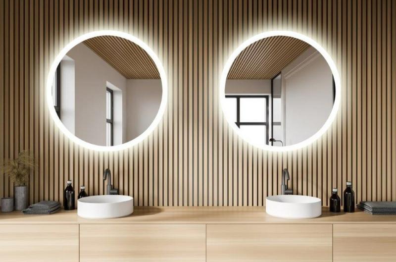 Sandra rundt spejl m/integreret LED lys, backlight og varme - &Oslash;60 cm