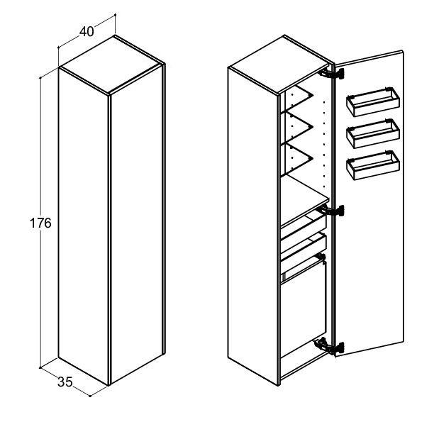 Dansani Luna Classic 40 h&oslash;jskab C m/vasket&oslash;jspose - H&oslash;jreh&aelig;ngslet - Valgfri farve