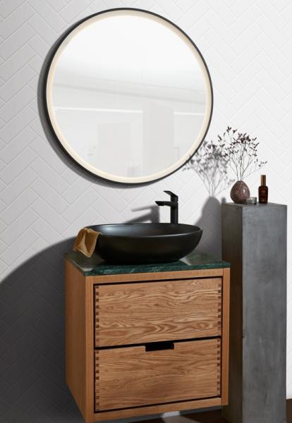 Cass&oslash;e Torino rundt spejl m/touch og sort ramme - &Oslash;80