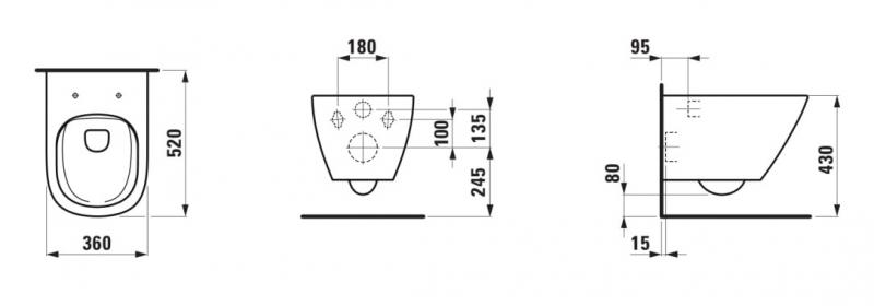 Laufen Lua RIMless toiletpakke inkl. lav cisterne, krom trykknap og s&aelig;de m/ soft-close