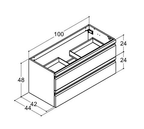 Dansani Luna Urban vaskeskab 100*48 m/skuffer - Hvid mat lak