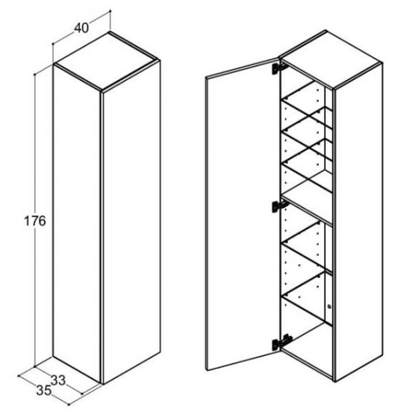 Dansani Luna Urban h&oslash;jskab 40 - Venstreh&aelig;ngslet - Varm eg