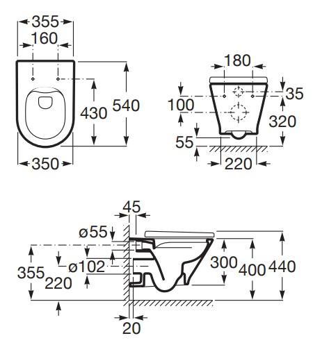 Laufen Roca Gap round RIMless toiletpakke inkl. s&aelig;de m/softclose, cisterne og krom betjening