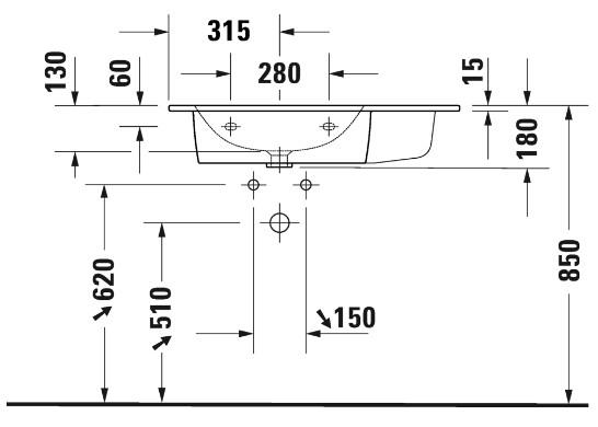 Duravit ME by Starck 83 m&oslash;belvask - Asymmetrisk - Wondergliss