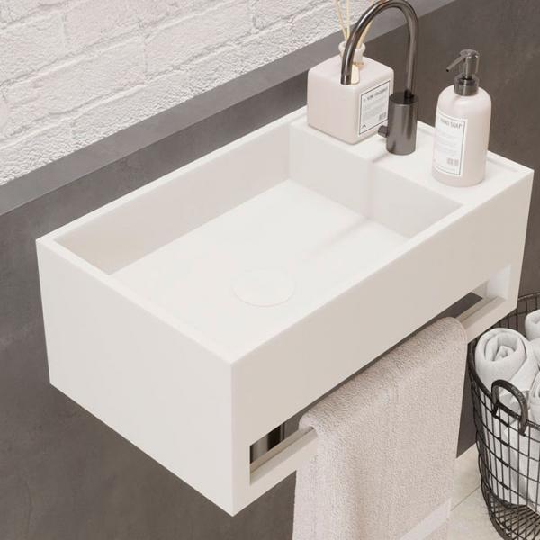 Ideavit Solidcube 50 h&aring;ndvask m/h&aring;ndkl&aelig;deholder t/v&aelig;g - 1 hanehul