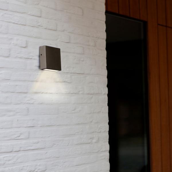 Lutec Architectural Gemini XF udend&oslash;rslampe til v&aelig;g - Rustfrit st&aring;l