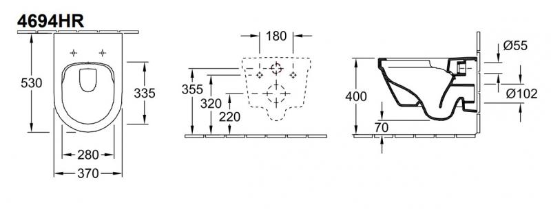 V&B Architectura væghængt toilet m/direct flush, AntiBac og C+ V&B Architectura væghængt toilet m/direct flush, AntiBac og C+